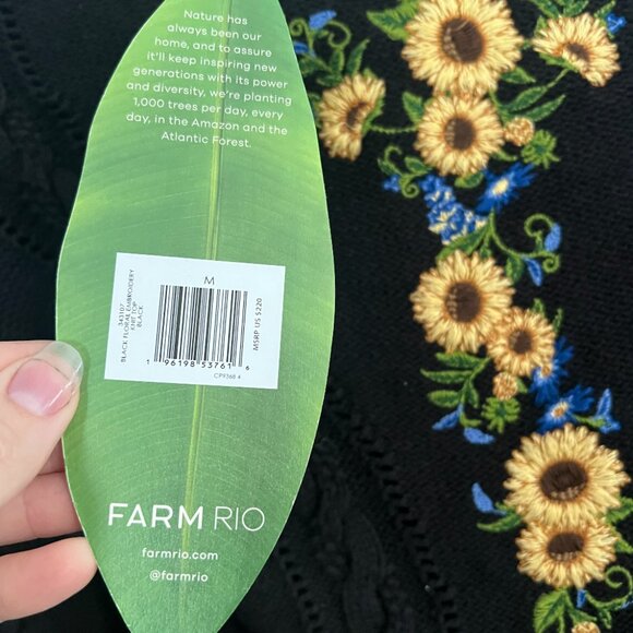 FARM Rio Black Floral Embroidery Knit Top - Picture 3 of 5